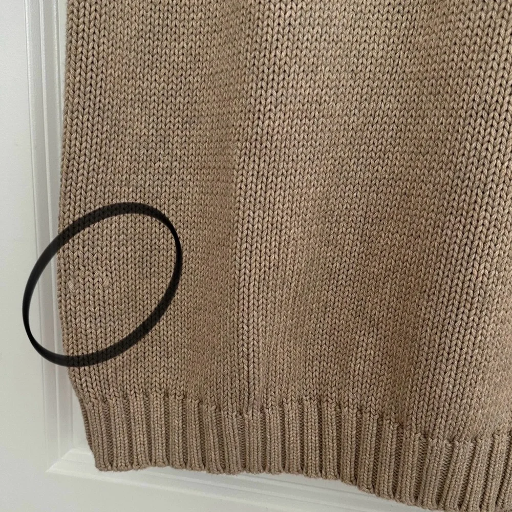 L.L.Bean Fall Tan / Taupe 100% Cotton Crewneck Knit Sweater